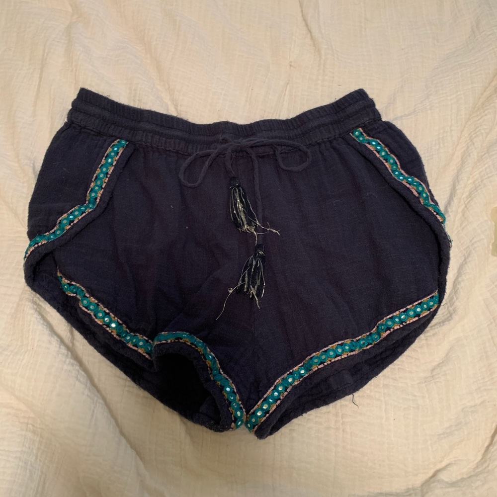 Navy Shorts with Teal/Mirror Detail